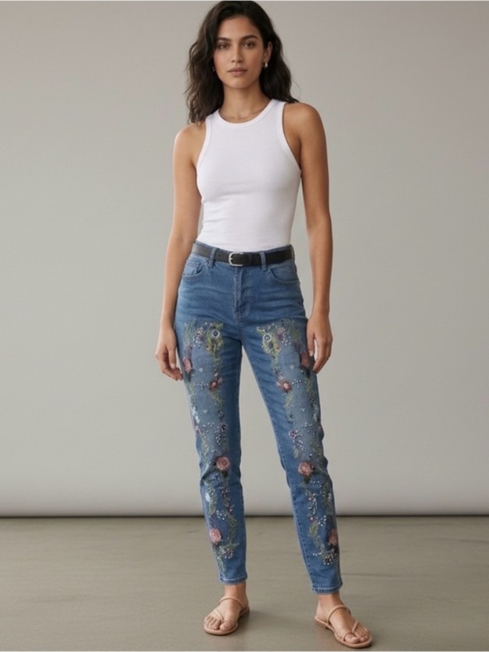 K. Jordan embellished and embroidered floral jeans. Size 16.